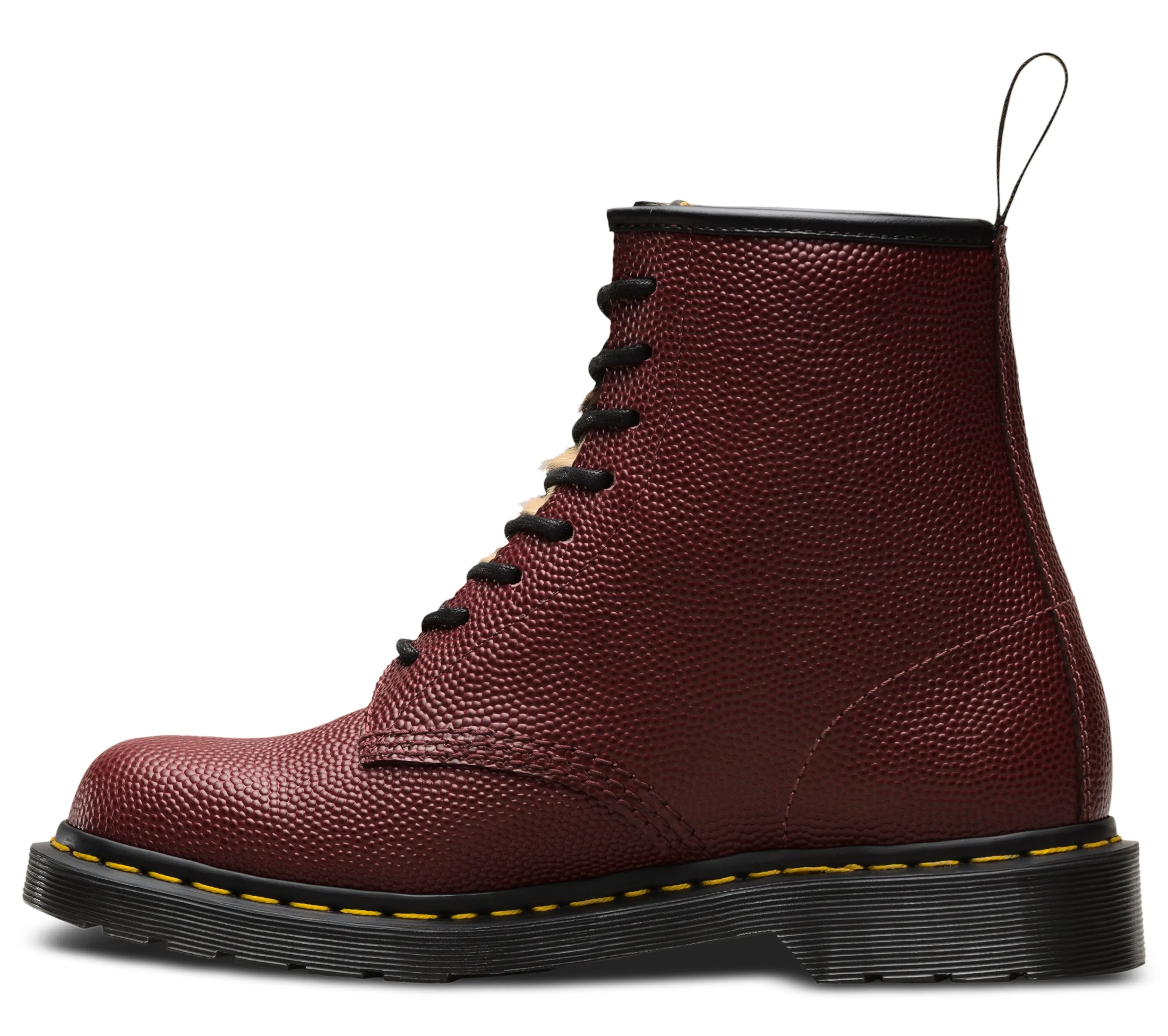 1460 Stussy Cherry Red Leo Pebble Italian Hair On Leather Lace Up Boots