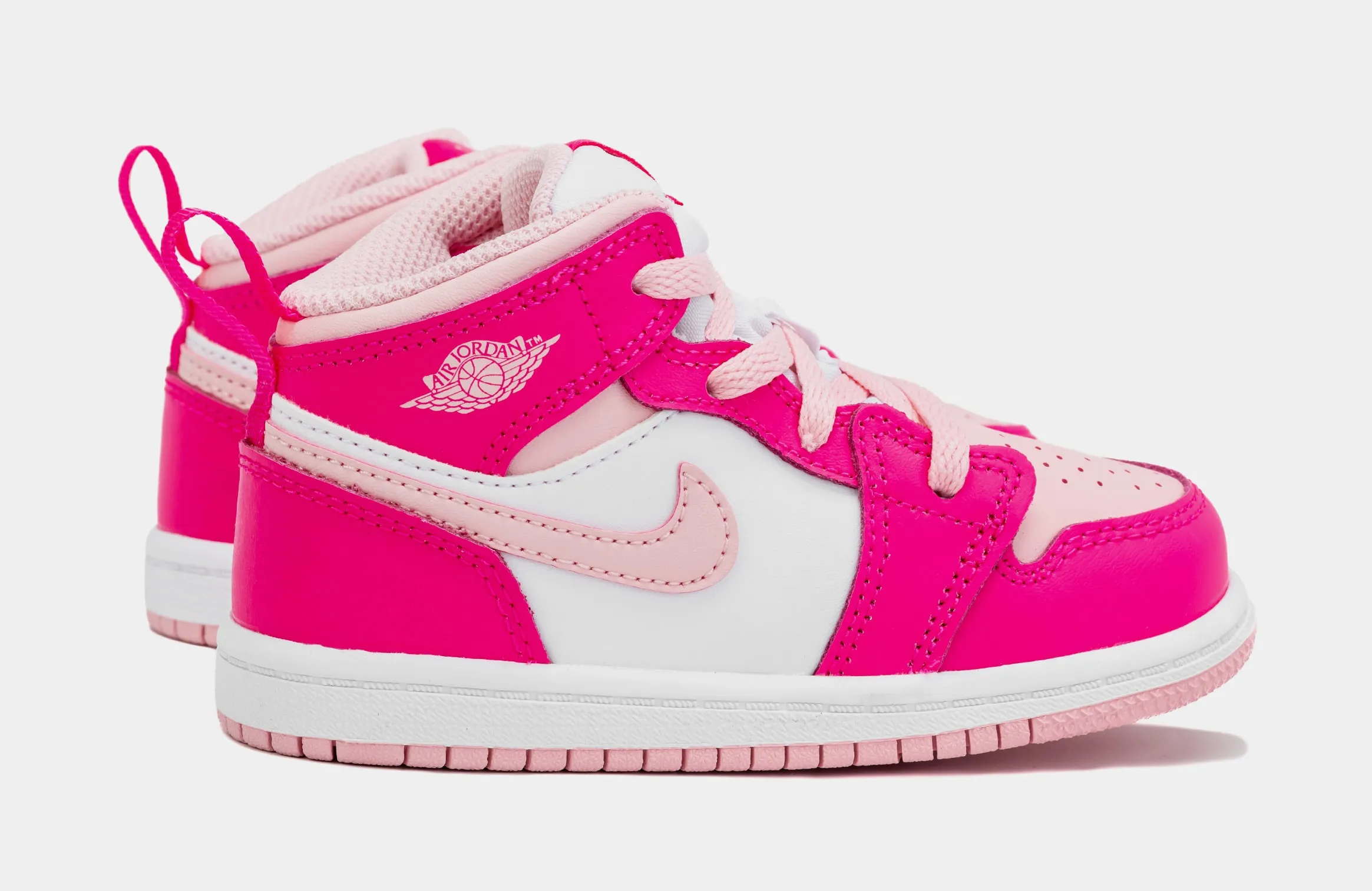 Air Jordan 1 Retro Mid Medium Soft Pink Infant Toddler Lifestyle Shoes (Pink)