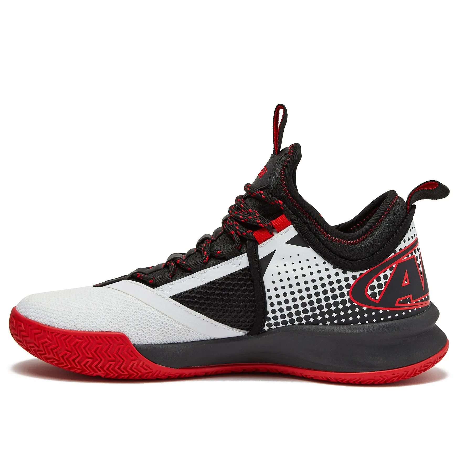 AND-1 JUNIOR CHARGE WHITE/BLACK/RED BASKETBALL SHOES