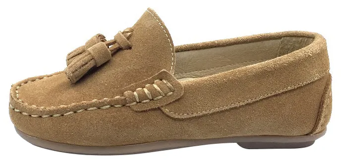 Andanines  Boy's Suede Tassel Loafers, Arena Sand