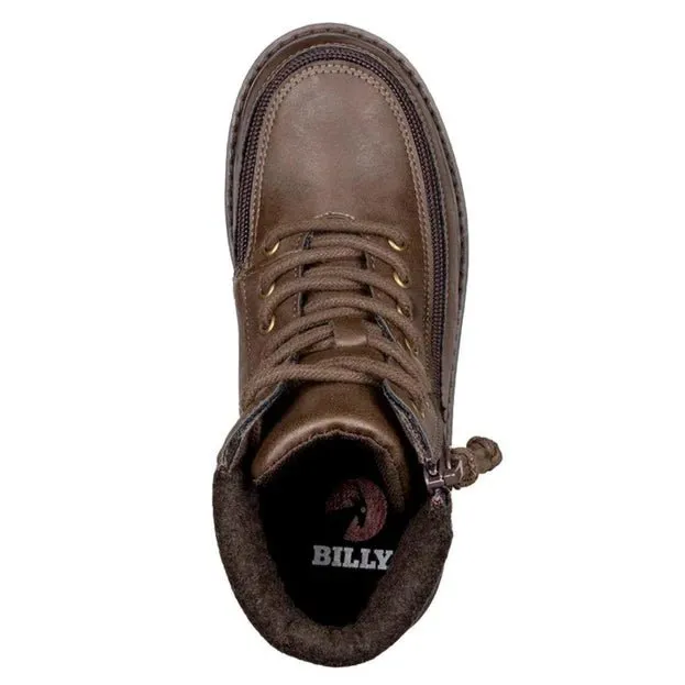 Billy Kids Faux Leather Lug Boots - Brown