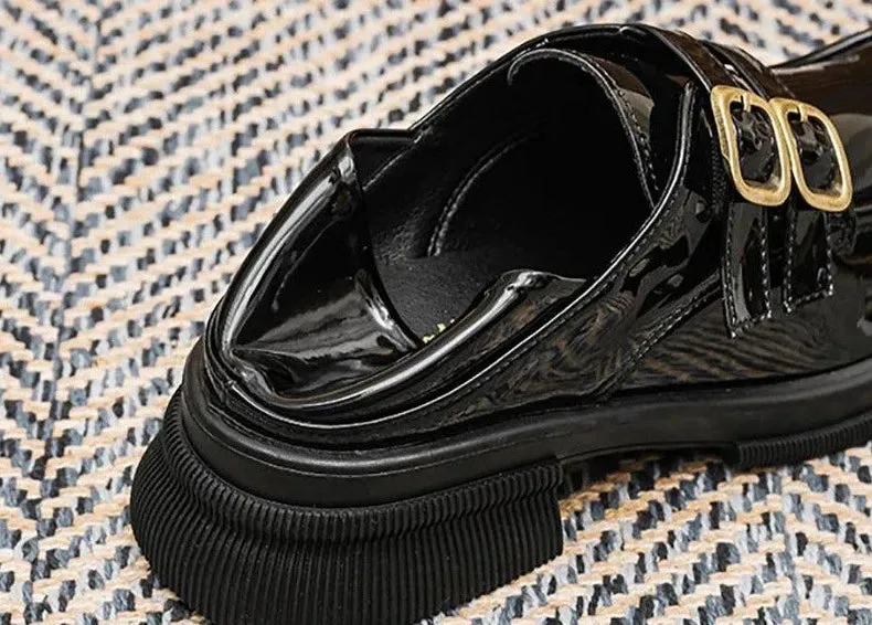 Black Loafers: CS535-2 Women's Casual Shoes with Mid-Heel