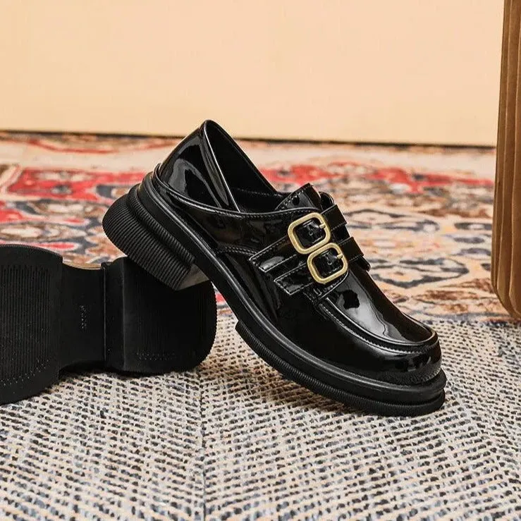 Black Loafers: CS535-2 Women's Casual Shoes with Mid-Heel