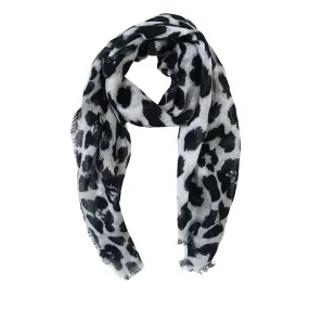 Blue Pacific Animal Print Cashmere and Silk Scarf Neckerchief in Snow Leopard