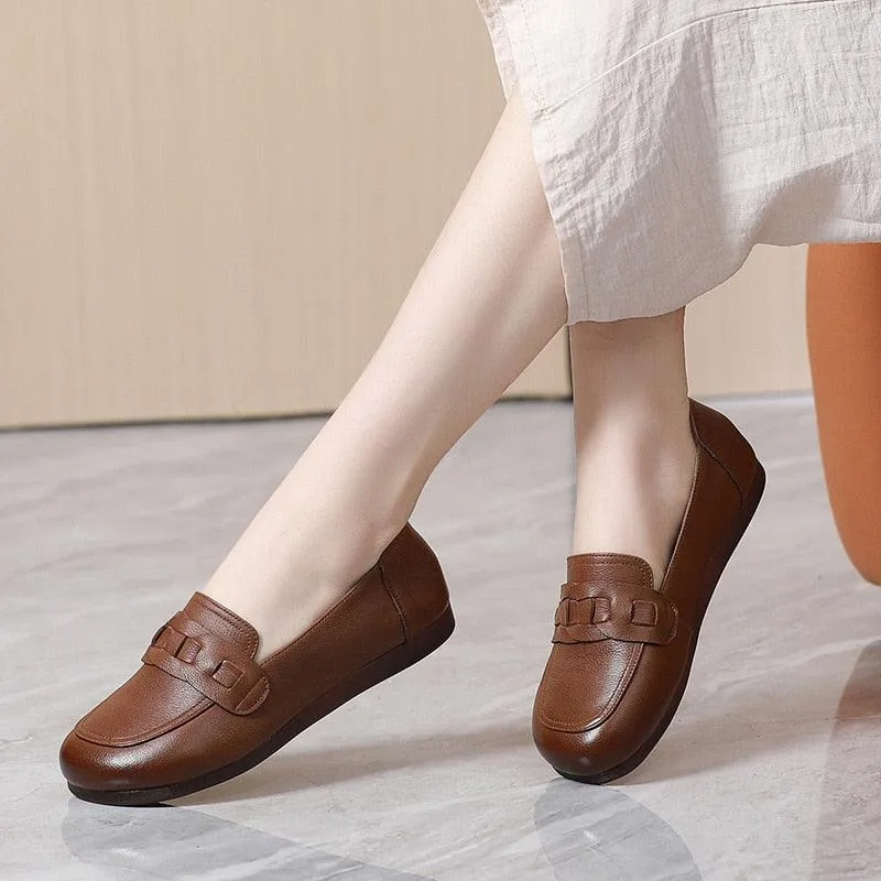 Comfortable Soft Flat Leather Women's Casual Shoes TM106