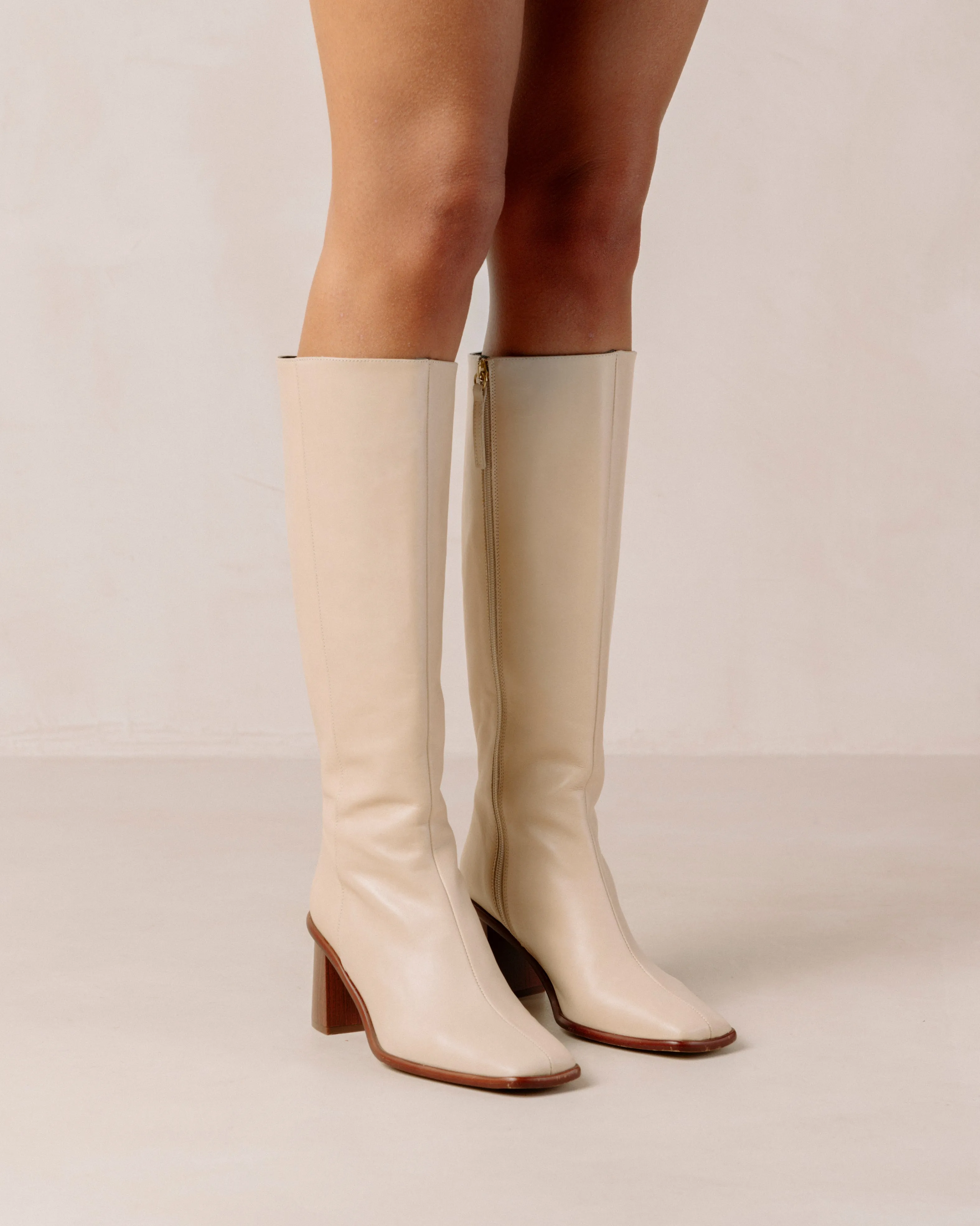 East Cream Leather Boots