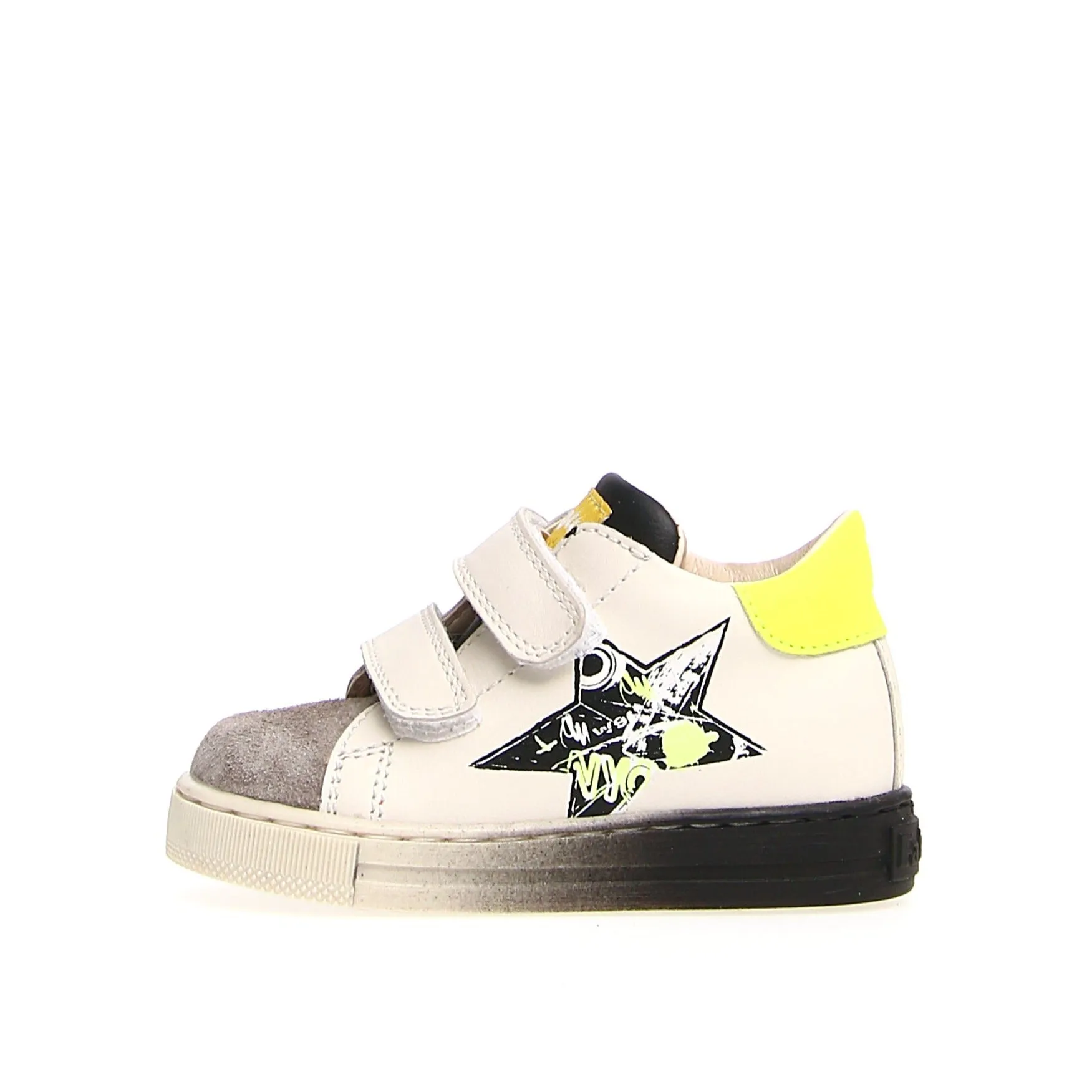 Falcotto Boy's and Girl's Selty Fashion Sneakers, Dark Grey/Milk/Yellow Fluo