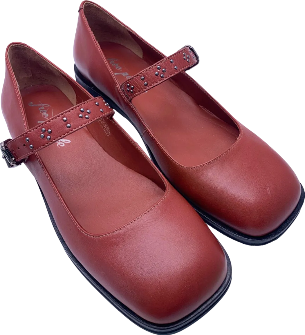 Free People Red Mary Jane Flat Shoes UK 7