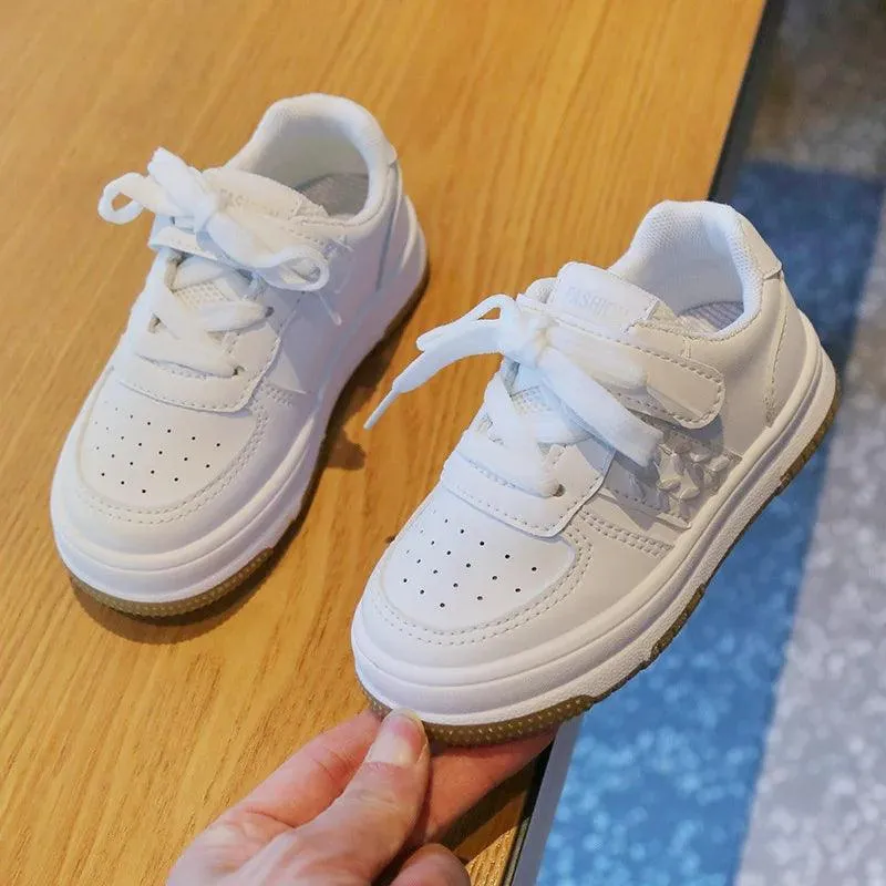 G07013 Children's Casual Shoes - All-white Flat Sneakers