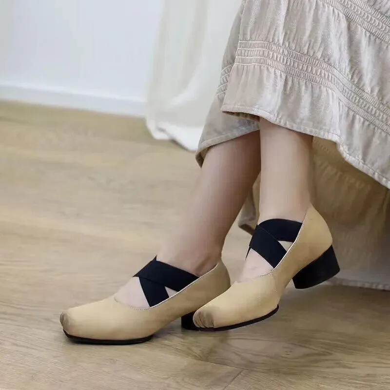 Handmade Leather High Heels Women's Casual Shoes - AZ325 Loafers