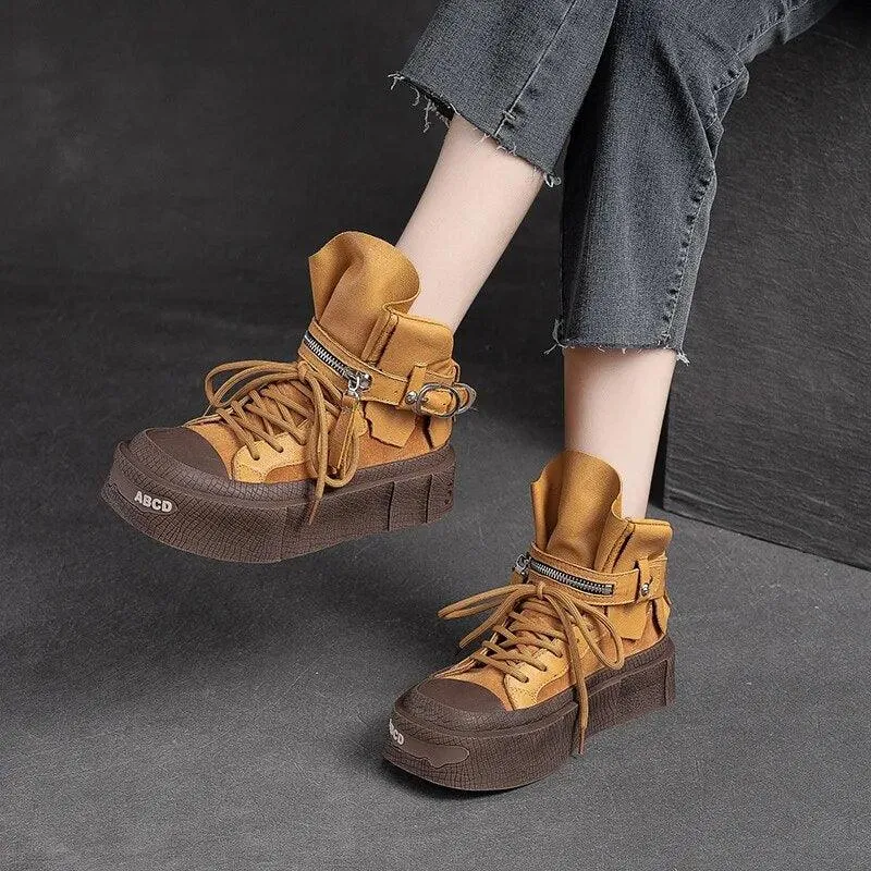 Handmade Leather Women's Casual Ankle Boots: IOK1246 Shoes