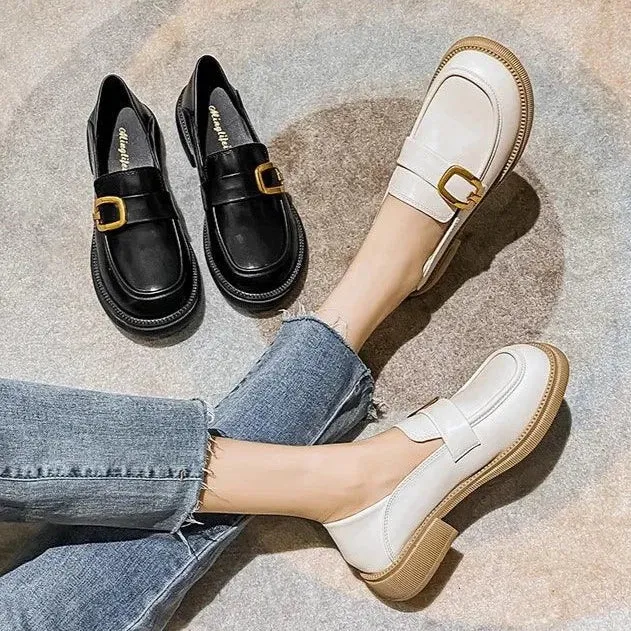 Korean Style Leather Loafers: Women's Casual Shoes CS837-10