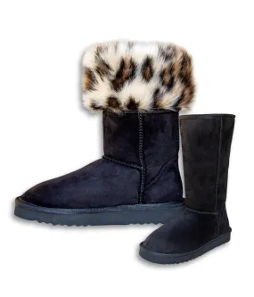 PAWJ Tall Boot | Black / Wild Leopard