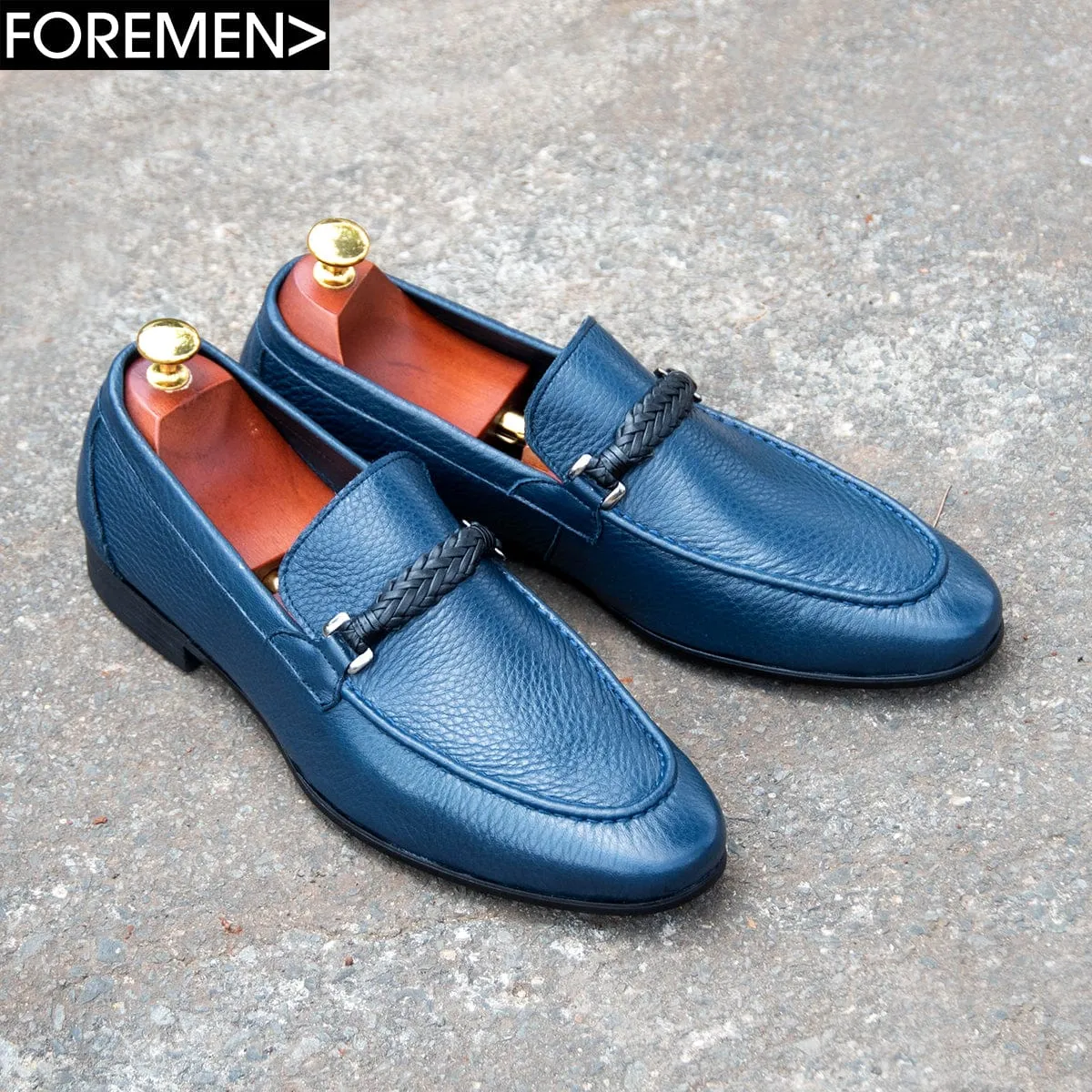 PHELIX | Navy Blue Leather Loafer