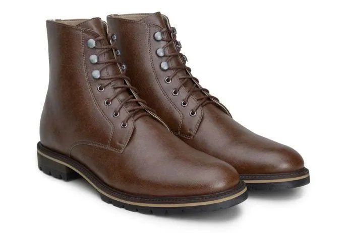 'Robert' vegan men's lace-up boots by Ahimsa - cognac