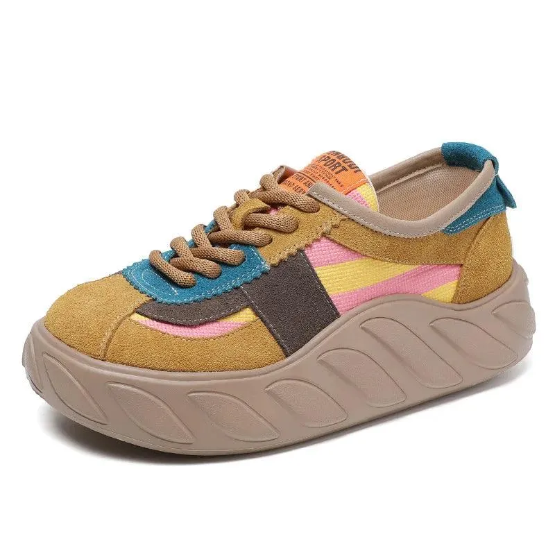 SA353 Leather Women's Sneakers: Mixed Colors Flats Casual Shoes