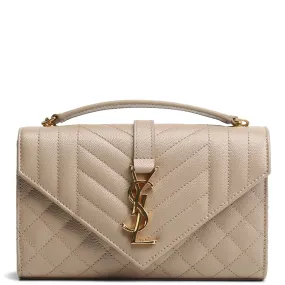 SAINT LAURENT Small Triquilt Envelope Bag - Taupe