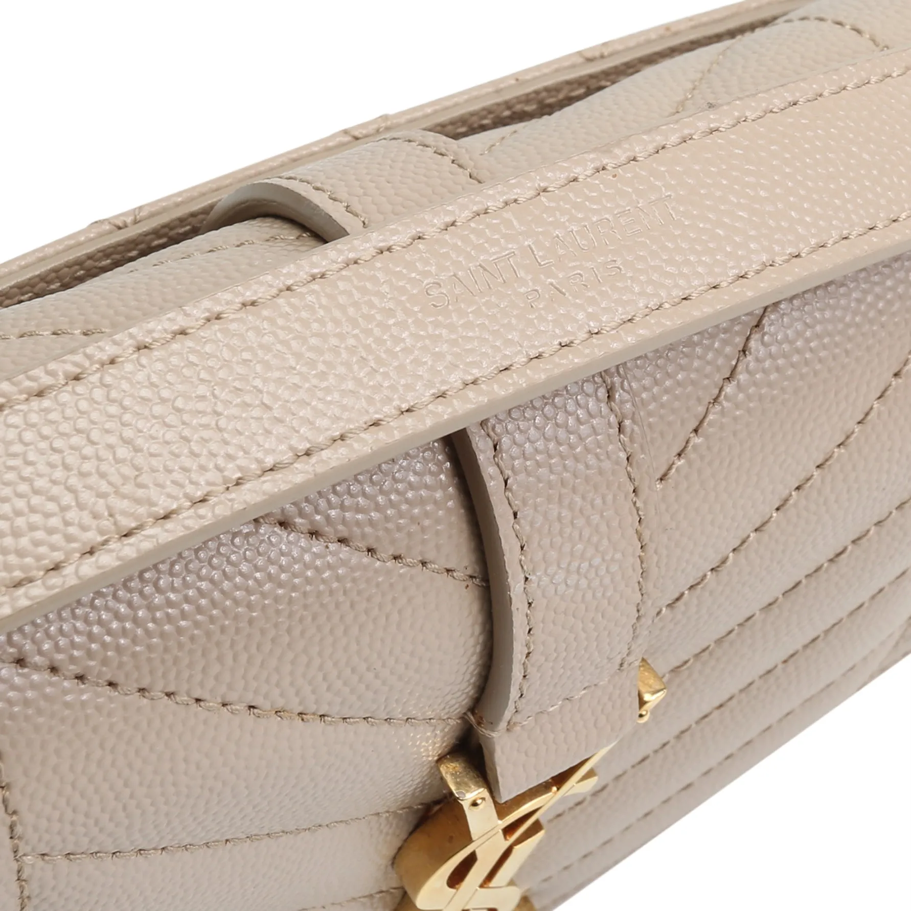 SAINT LAURENT Small Triquilt Envelope Bag - Taupe