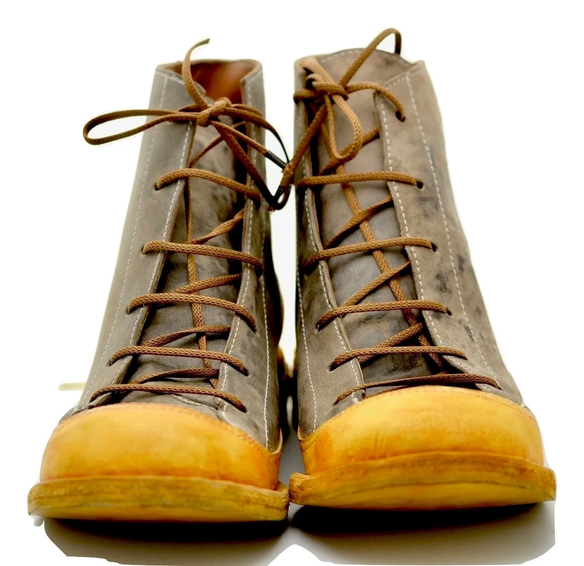 Sneaker boot  |  Hollow wedge | mustard and brown