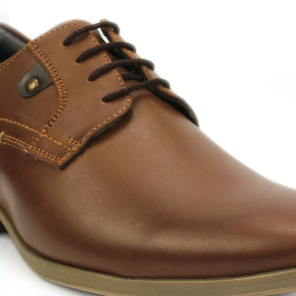 Tan Stitched Derby Casual Shoes