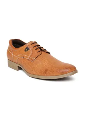 Tan Stitched Derby Casual Shoes