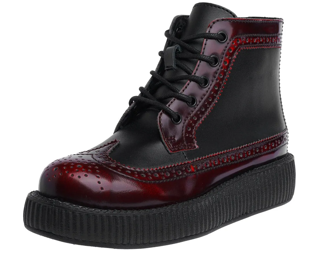 T.U.K BURGUNDY RUB OFF BROGUE WINGTIP VIVA LOW CREEPER BOOT