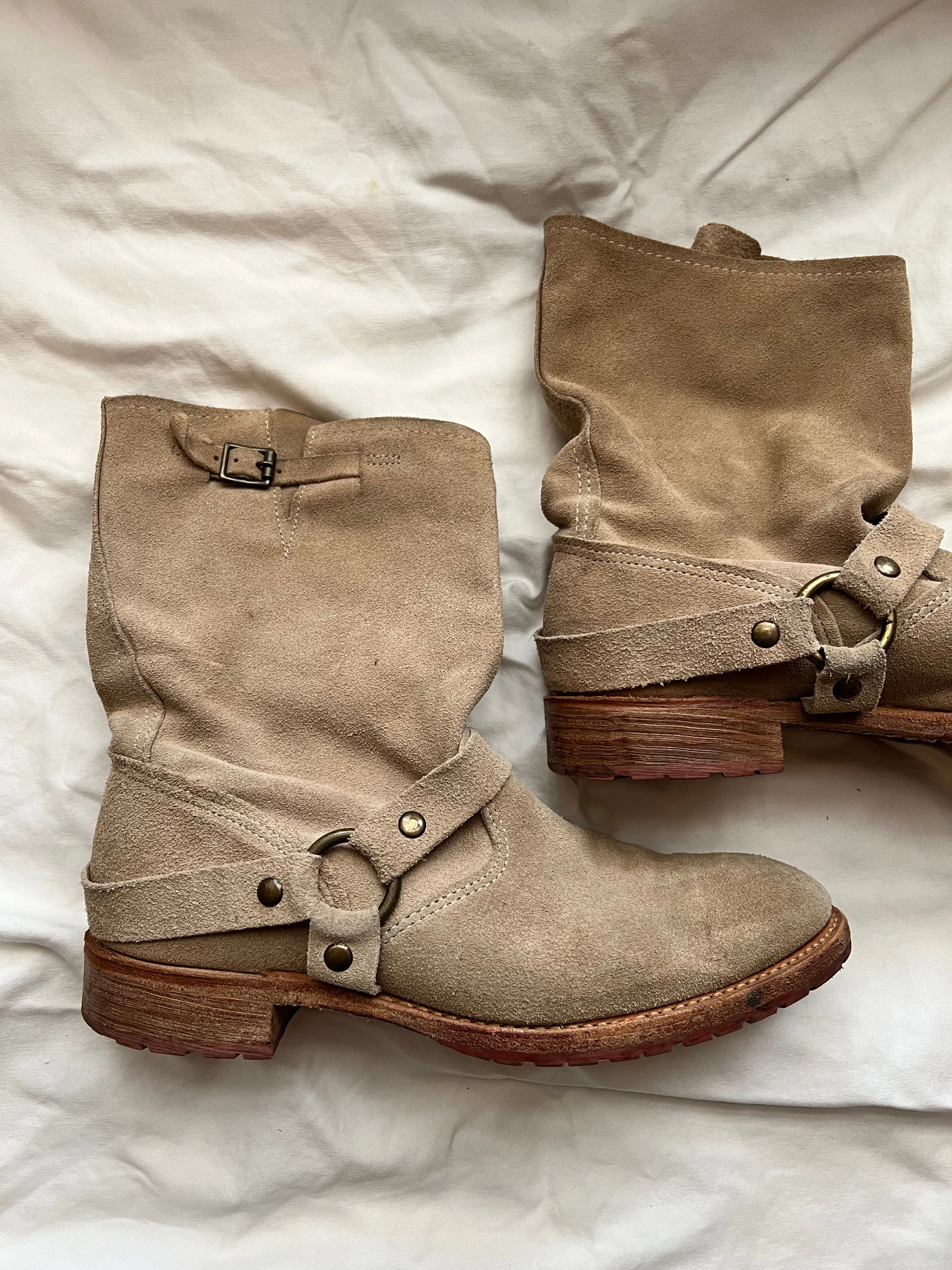 VINTAGE: Suede Motorcycle Boots