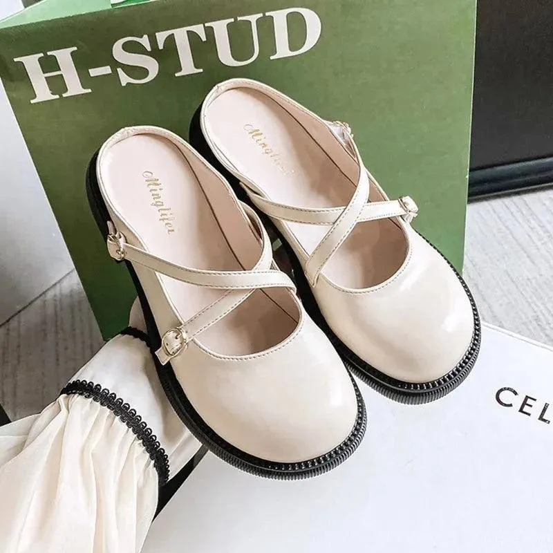 X637-8 Women's Leather Casual Shoes: Stylish Mules and Comfortable Slippers