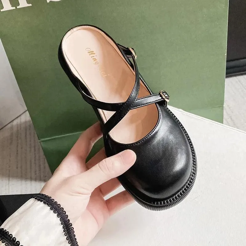 X637-8 Women's Leather Casual Shoes: Stylish Mules and Comfortable Slippers