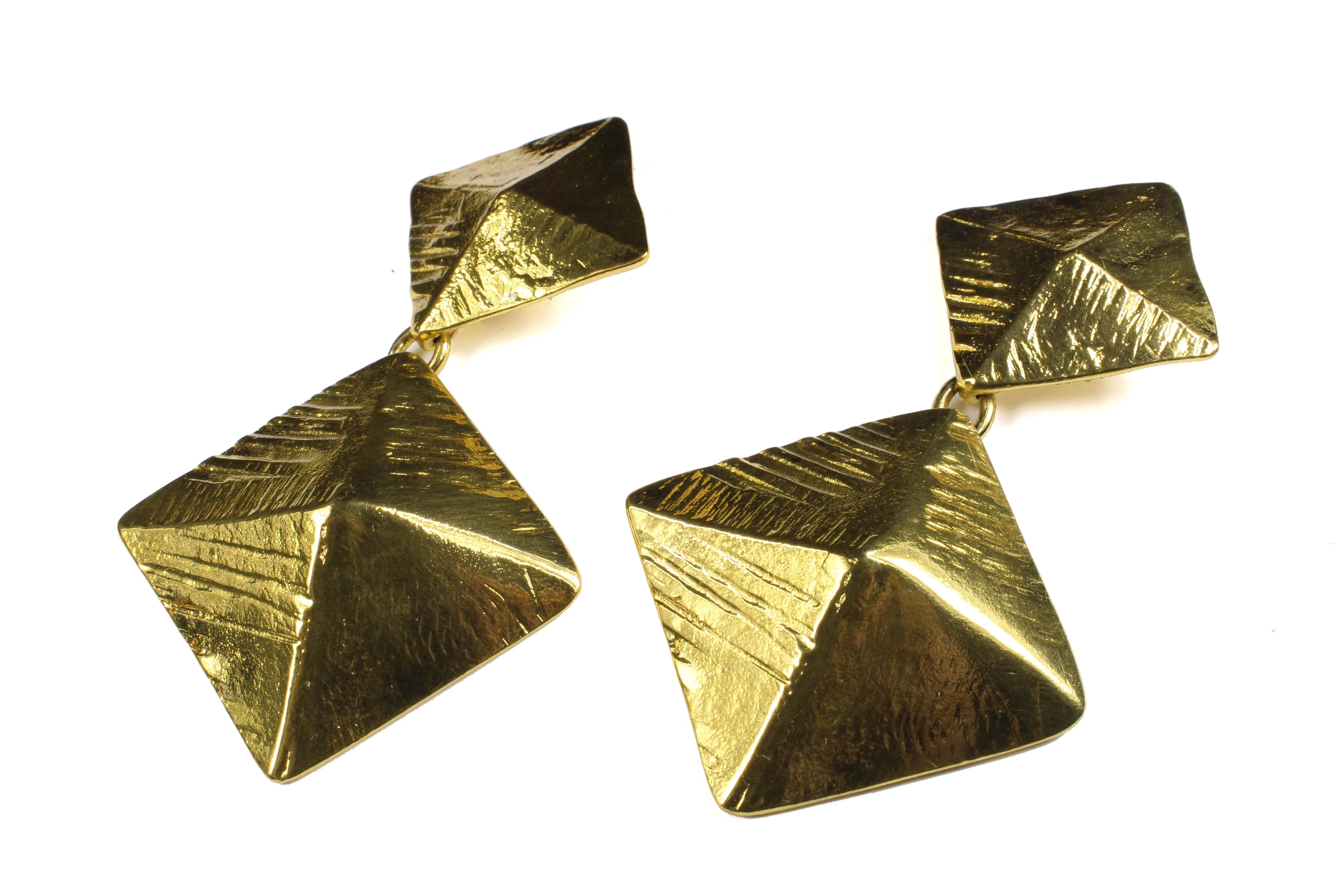 YVES SAINT LAURENT pyramid dangle earrings