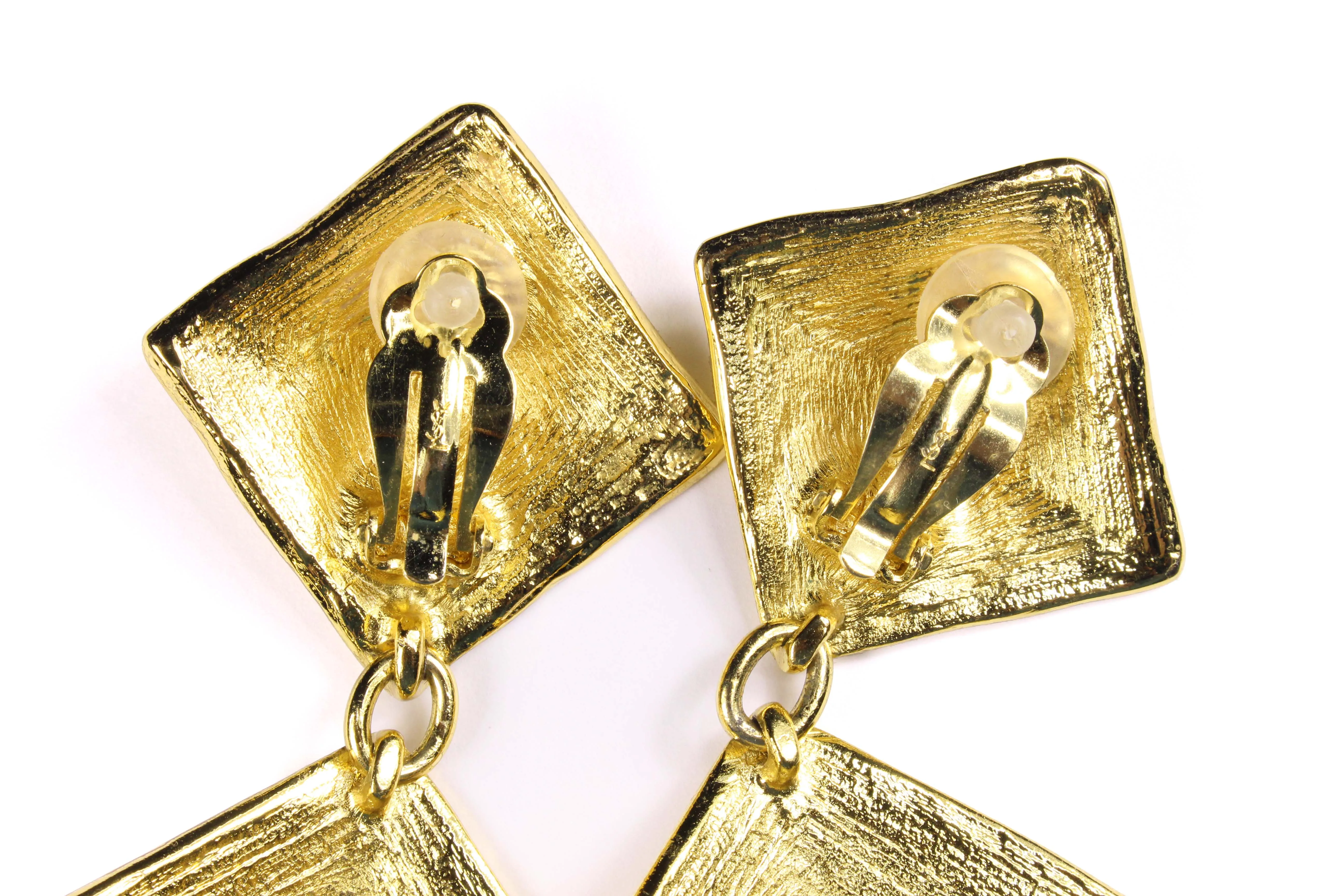 YVES SAINT LAURENT pyramid dangle earrings