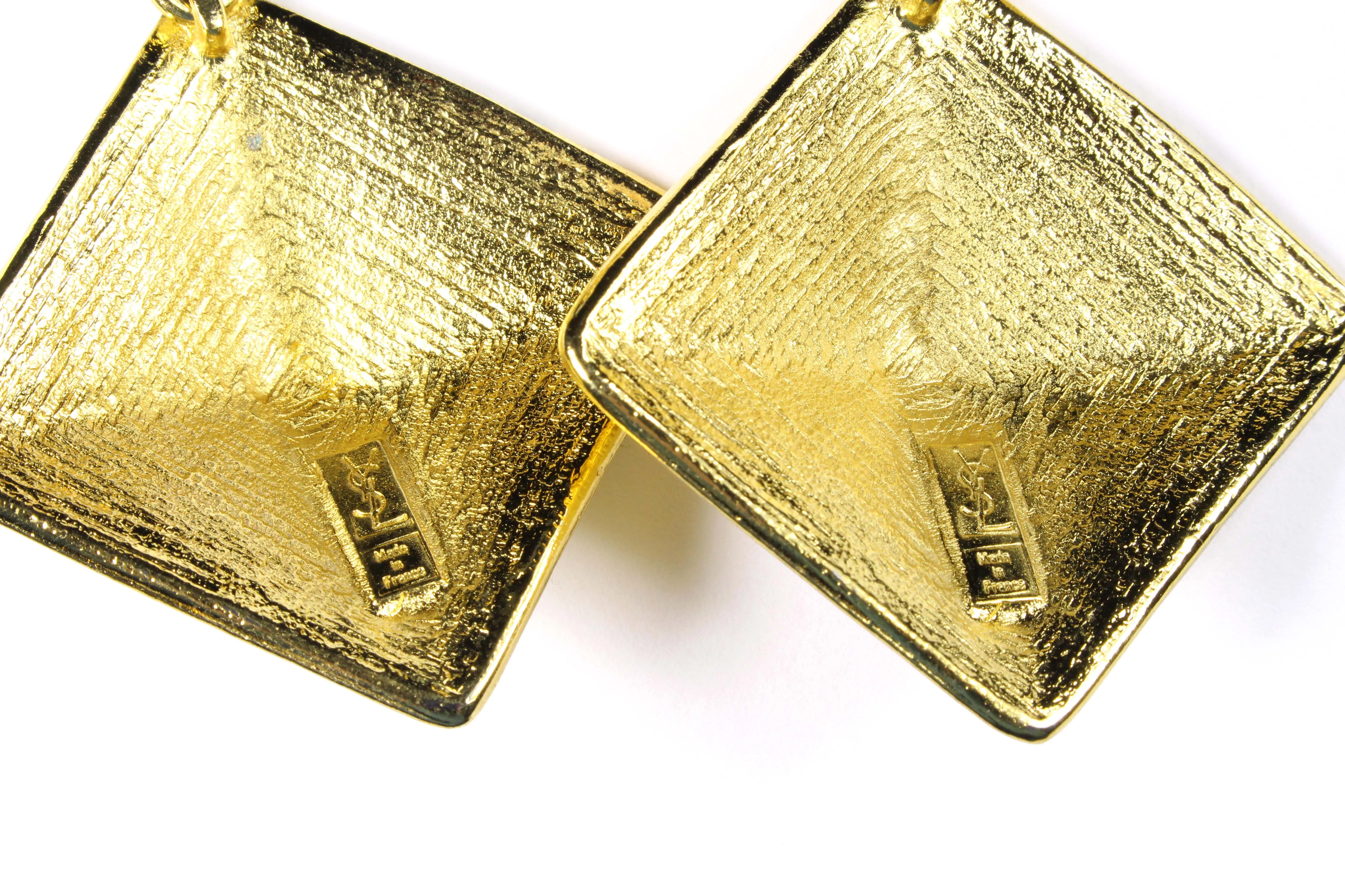 YVES SAINT LAURENT pyramid dangle earrings