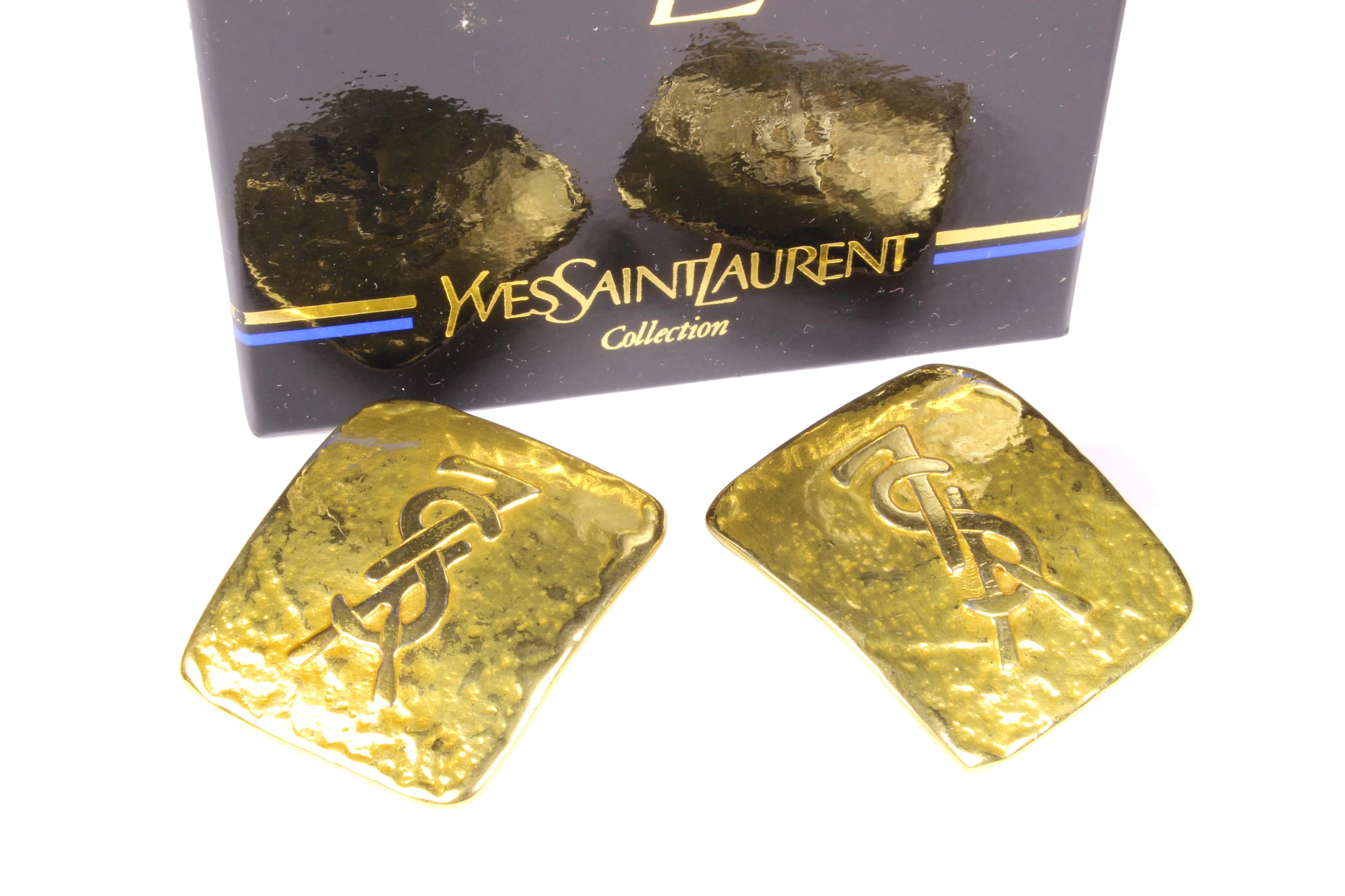 YVES SAINT LAURENT rectangular Logo earrings