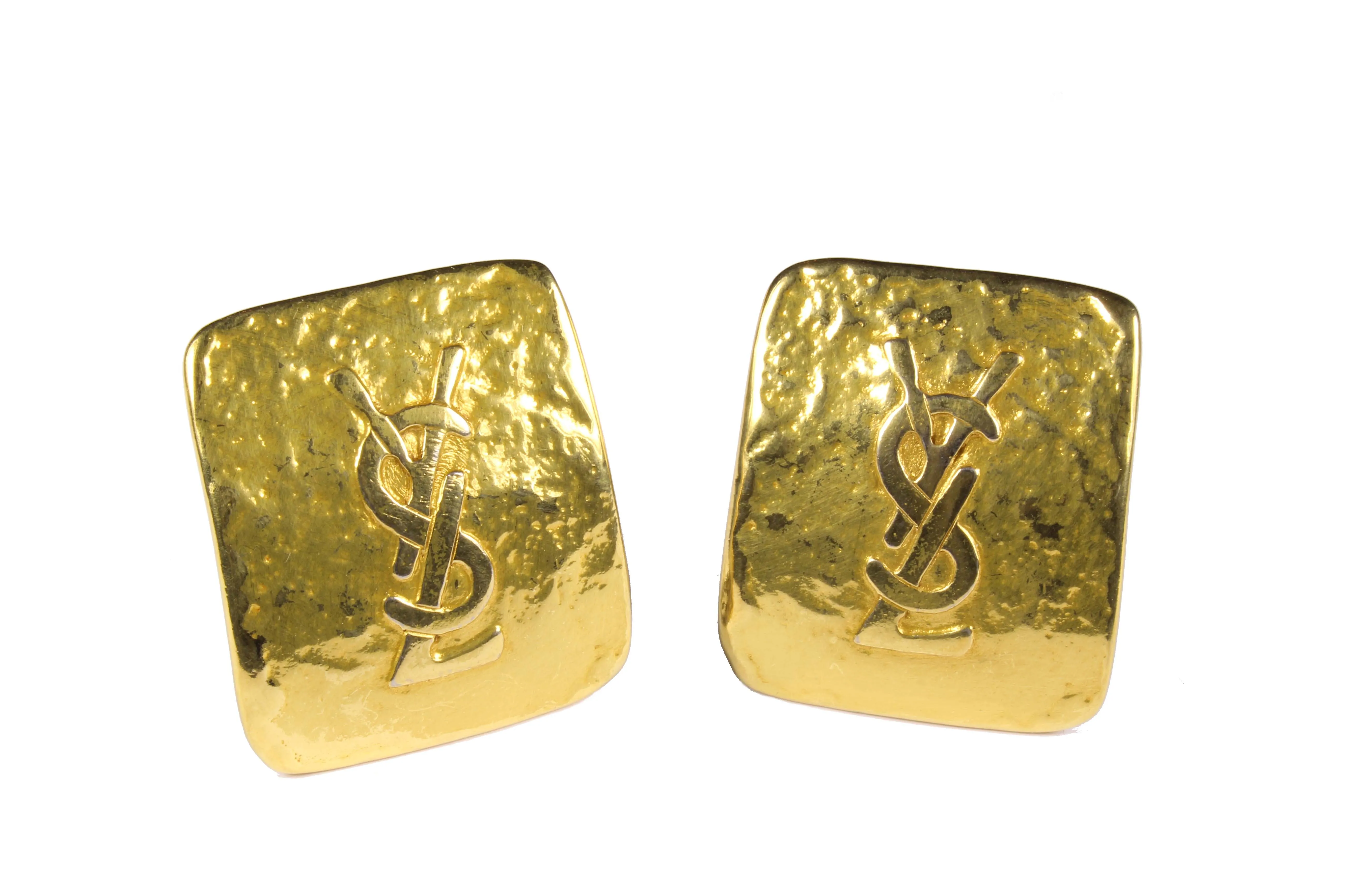 YVES SAINT LAURENT rectangular Logo earrings