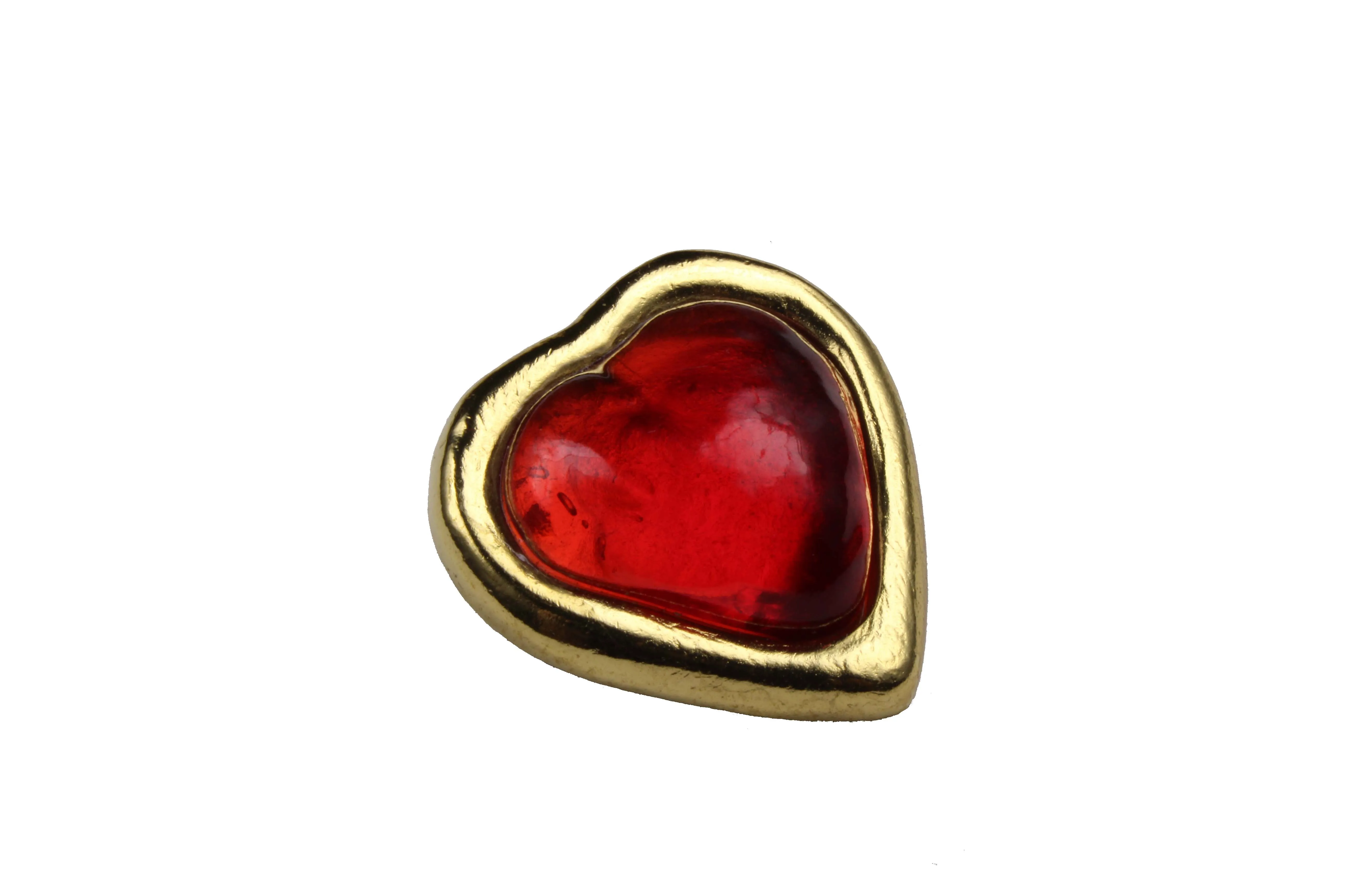 YVES SAINT LAURENT small red heart brooch